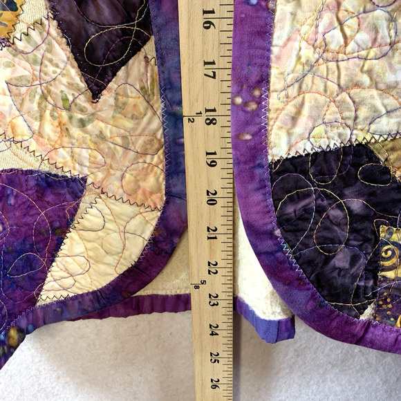 Patchwork Quilted Women Cardigan Jacket Sz L/XL Boho Hippie Cottage Folk Boxy - Picture 9 of 12